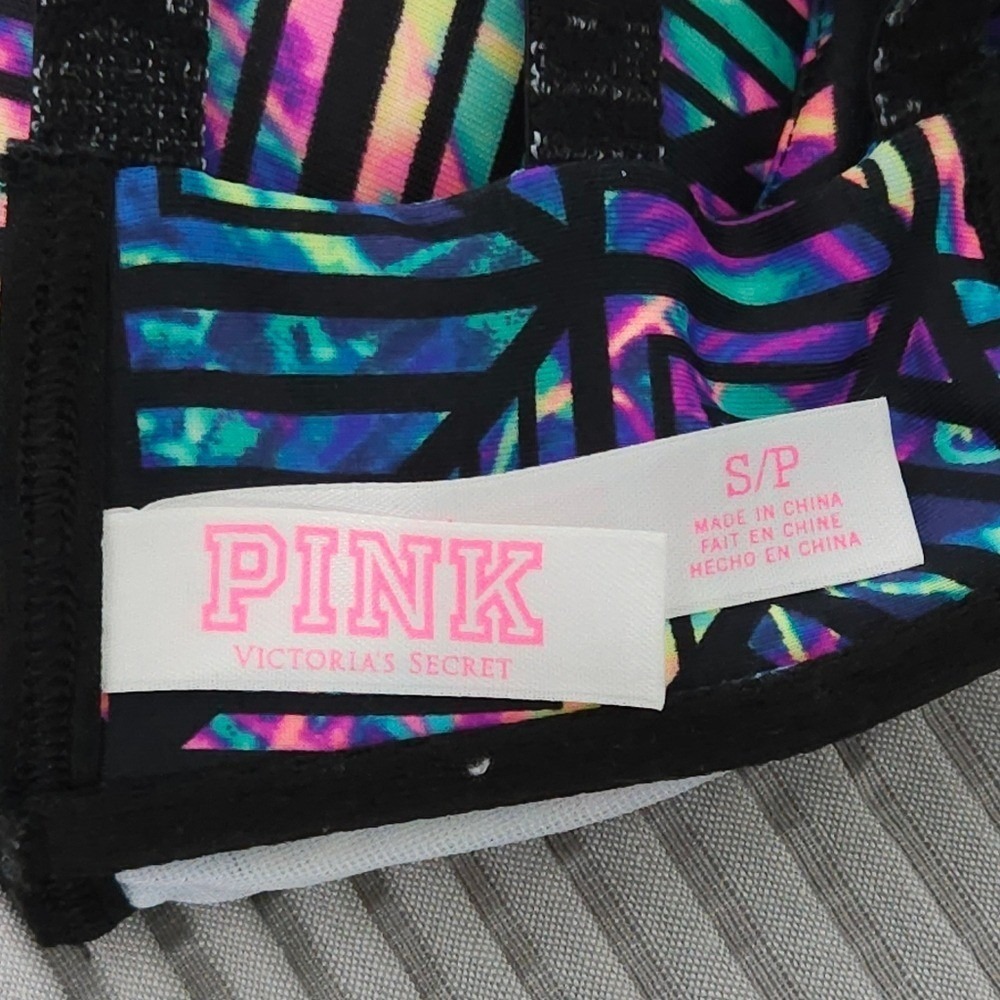 PINK Victoria's Secret Bralette Small Holographic Geometric Print Y2K Retro - Picture 5 of 7